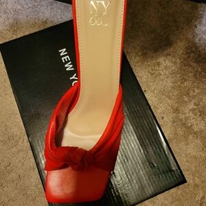 Red square toe sandals